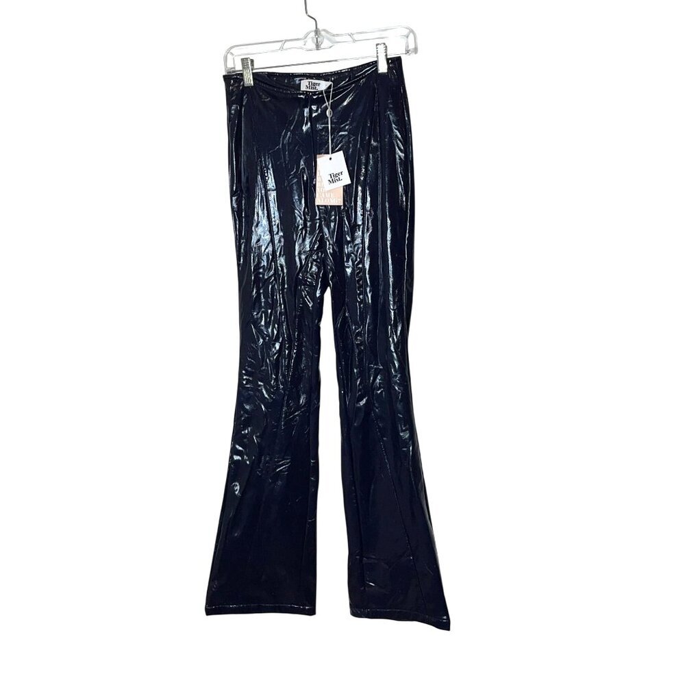 NWT Tiger Mist Joelle High-Waisted Blue Patent Flared Pants XS